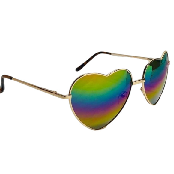 6018 | Gold Rainbow Lens Heart Sunglasses - Picture 3 of 5